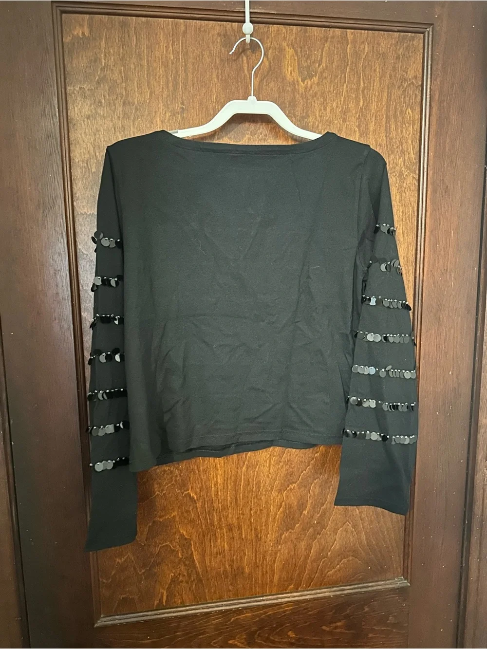 NWT J. Crew Heavy jersey long-sleeve T-shirt with paillette embellishment M
